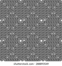 Design seamless monochrome labyrinth pattern. Abstract interlaced textured background. Vector art