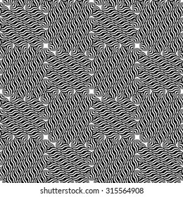 Design seamless monochrome labyrinth pattern. Abstract interlaced textured background. Vector art