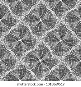 Design seamless monochrome lacy pattern. Abstract lines textured background. Vector art. No gradient