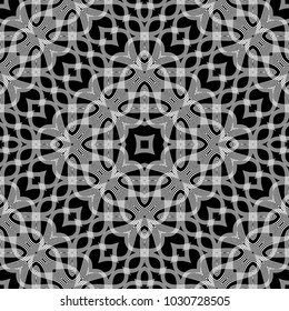 Design seamless monochrome lacy pattern. Abstract decorative background. Vector art. No gradient