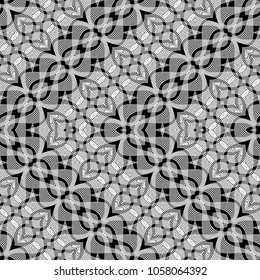 Design seamless monochrome lacy pattern. Abstract decorative background. Vector art. No gradient