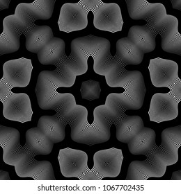 Design seamless monochrome lacy pattern. Abstract decorative background. Vector art. No gradient