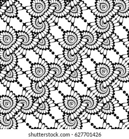 Design seamless monochrome lacy pattern. Abstract decorative background. Vector art. No gradient