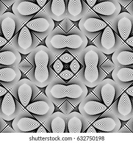 Design seamless monochrome lacy pattern. Abstract decorative background. Vector art. No gradient
