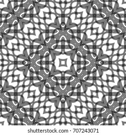 Design seamless monochrome lacy pattern. Abstract decorative background. Vector art. No gradient