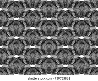 Design seamless monochrome lacy pattern. Abstract lines textured background. Vector art. No gradient