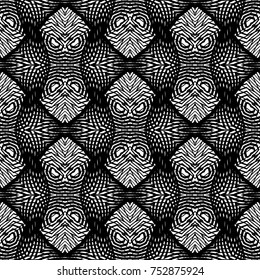 Design seamless monochrome lacy pattern. Abstract decorative background. Vector art. No gradient