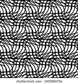 Design seamless monochrome lines pattern. Abstract interlaced background. Vector art
