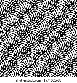 Design seamless monochrome lines pattern. Abstract interlaced background. Vector art