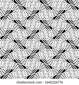 Design seamless monochrome lines pattern. Abstract interlaced background. Vector art