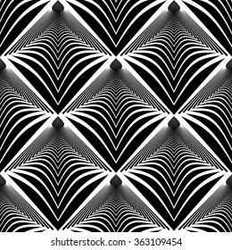 Design seamless monochrome lines pattern. Abstract geometric background. Vector art. No gradient