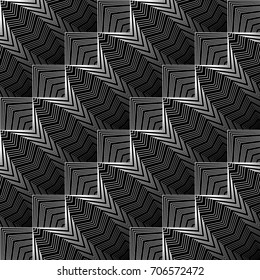 Design seamless monochrome lines pattern. Abstract geometric background. Vector art. No gradient