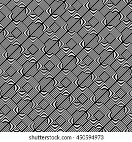Design seamless monochrome pattern. Abstract stripy background. Vector art