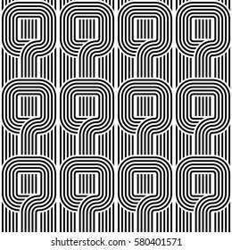 Design seamless monochrome pattern. Abstract stripy background. Vector art