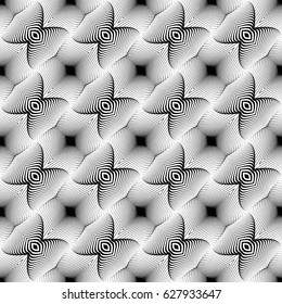 Design seamless monochrome pattern. Abstract illusion background. Vector art. No gradient
