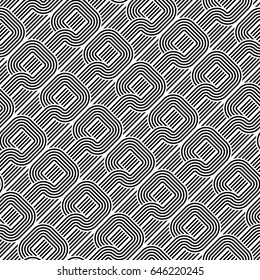 Design seamless monochrome pattern. Abstract stripy background. Vector art