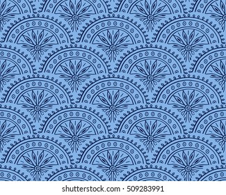 Design seamless monochrome pattern with hand drawn elements in the form of arches. Abstract background. Vector illustration.