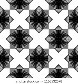 Design seamless monochrome snowflake pattern. Abstract background. Vector art
