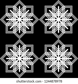 Design seamless monochrome snowflake pattern. Abstract background. Vector art