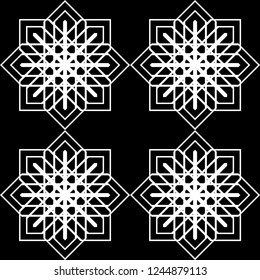 Design seamless monochrome snowflake pattern. Abstract background. Vector art