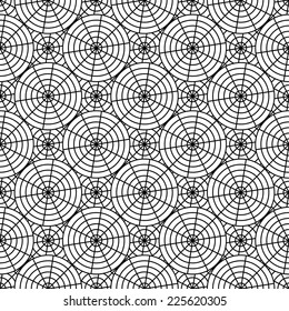 Design seamless monochrome spider web pattern. Monochrome geometric circular diagonal background. Vector art