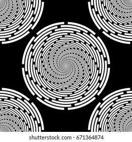 Design seamless monochrome spiral background. Abstract stripe torsion pattern. Vector art. No gradient