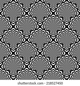 Design seamless monochrome spiral movement pattern. Abstract background in op art style. Vector art