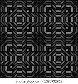 Design seamless monochrome square pattern. Abstract geometric background. Vector art