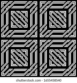 Design seamless monochrome square pattern. Abstract stripy background. Vector art