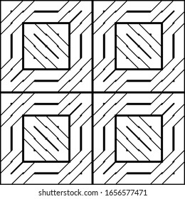 Design seamless monochrome square pattern. Abstract stripy background. Vector art
