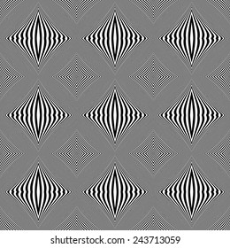 Design seamless monochrome striped background. Abstract lines distortion pattern. Vector art. No gradient