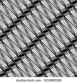 Design seamless monochrome striped pattern. Abstract lines textured background. Vector art. No gradient