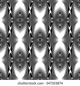 Design seamless monochrome striped pattern. Abstract decorative background. Vector art. No gradient