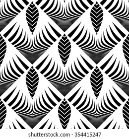 Design seamless monochrome striped pattern. Abstract decorative background. Vector art. No gradient