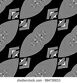 Design seamless monochrome striped pattern. Abstract decorative background. Vector art. No gradient