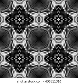 Design seamless monochrome striped pattern. Abstract decorative background. Vector art. No gradient