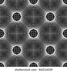 Design seamless monochrome striped pattern. Abstract decorative background. Vector art. No gradient