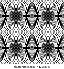 Design seamless monochrome striped pattern. Abstract decorative background. Vector art. No gradient