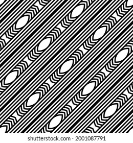 Design seamless monochrome stripy pattern. Abstract decorative background. Vector art
