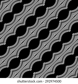 Design seamless monochrome stripy pattern. Abstract warped textured background. Vector art. No gradient