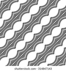 Design seamless monochrome stripy pattern. Abstract warped textured background. Vector art. No gradient