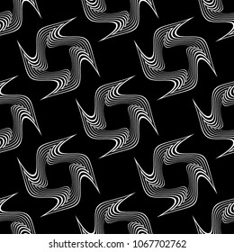 Design seamless monochrome swirl pattern. Abstract lines textured background. Vector art. No gradient