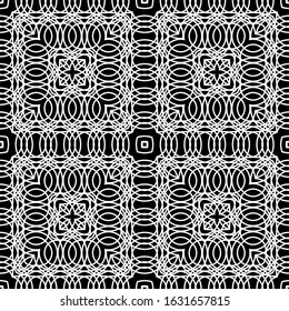 Design seamless monochrome tiled pattern. Abstract grating background. Vector art