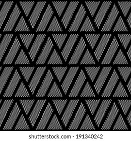 Design seamless monochrome triangle geometric pattern. Abstract doodle lines textured background. Vector art