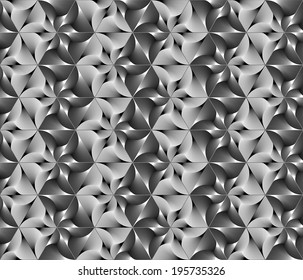 Design seamless monochrome triangle pattern. Abstract twirl lines metal textured background. Vector art. No gradient