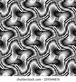 Design seamless monochrome twisted pattern. Abstract textured background. Vector art. No gradient