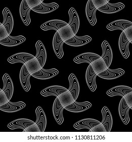 Design seamless monochrome twisting element pattern. Abstract lines textured background. Vector art. No gradient