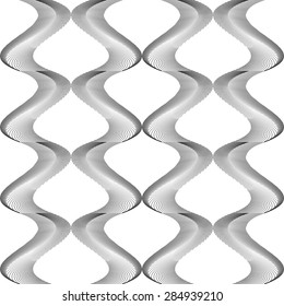 Design seamless monochrome twisting pattern. Abstract warped textured background. Vector art. No gradient