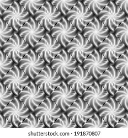 Design seamless monochrome vortex twisted pattern. Abstract decorative stripy textured background. Vector art