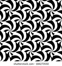 Design seamless monochrome vortex twisting pattern. Abstract decorative strip textured background. Vector art